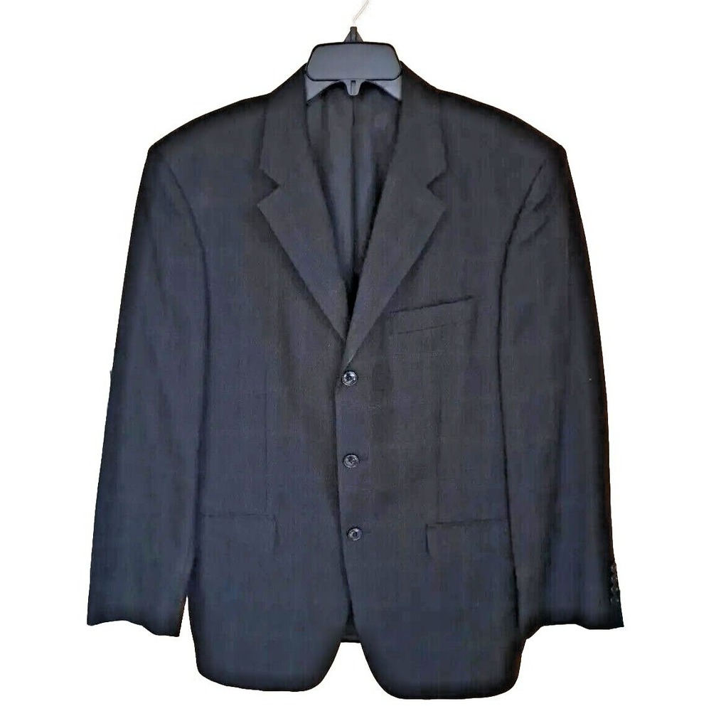 Jones‎ New York Mens 3-Button 2-Vent Wool Sport Coat 40-Regular Black Pre-owned